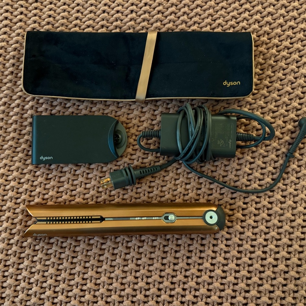 Dyson Copper-Gold Hair Straightener with Black Travel Pouch